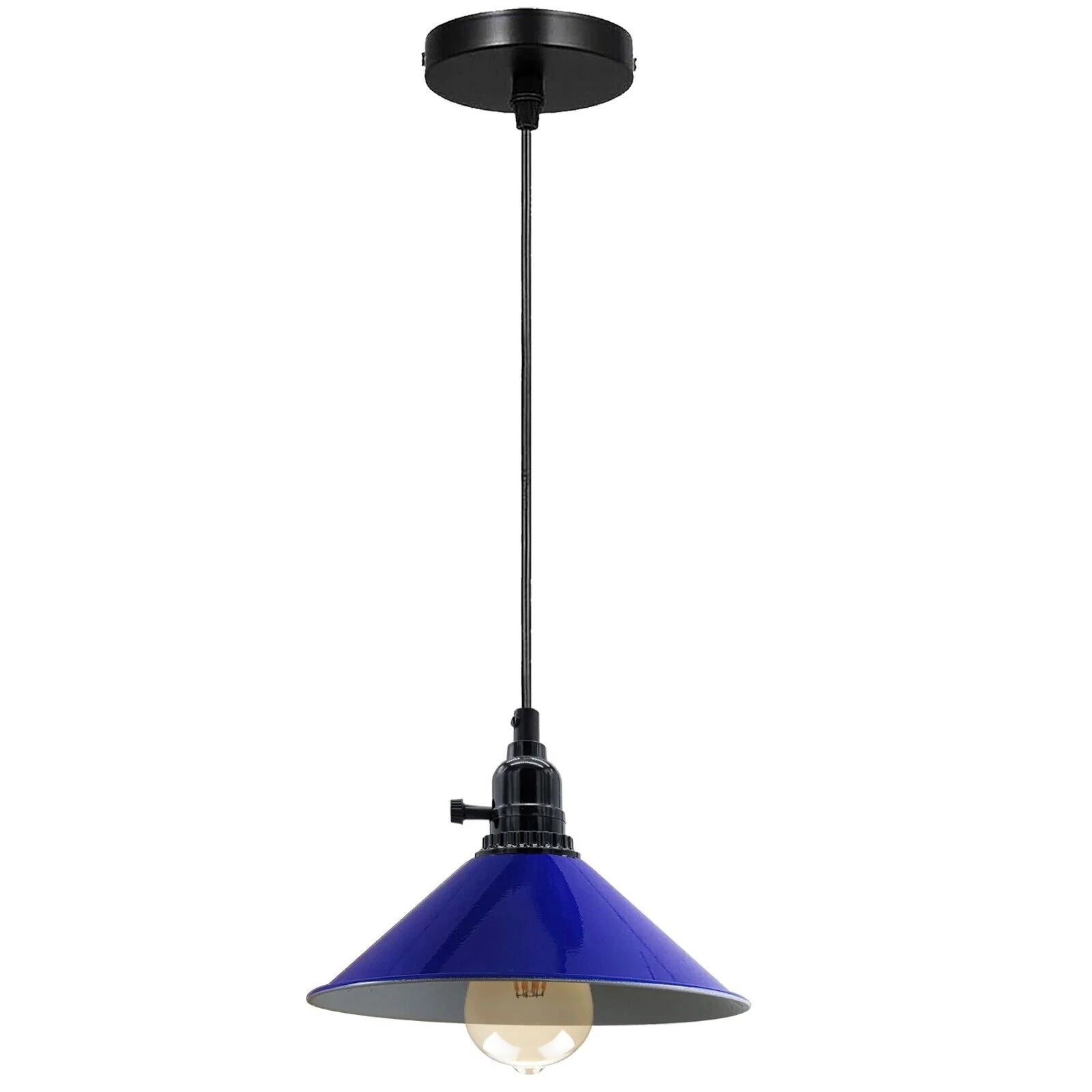 Industrial Vintage Metal Pendant Light Shade Chandelier Navy Blue Lampshade