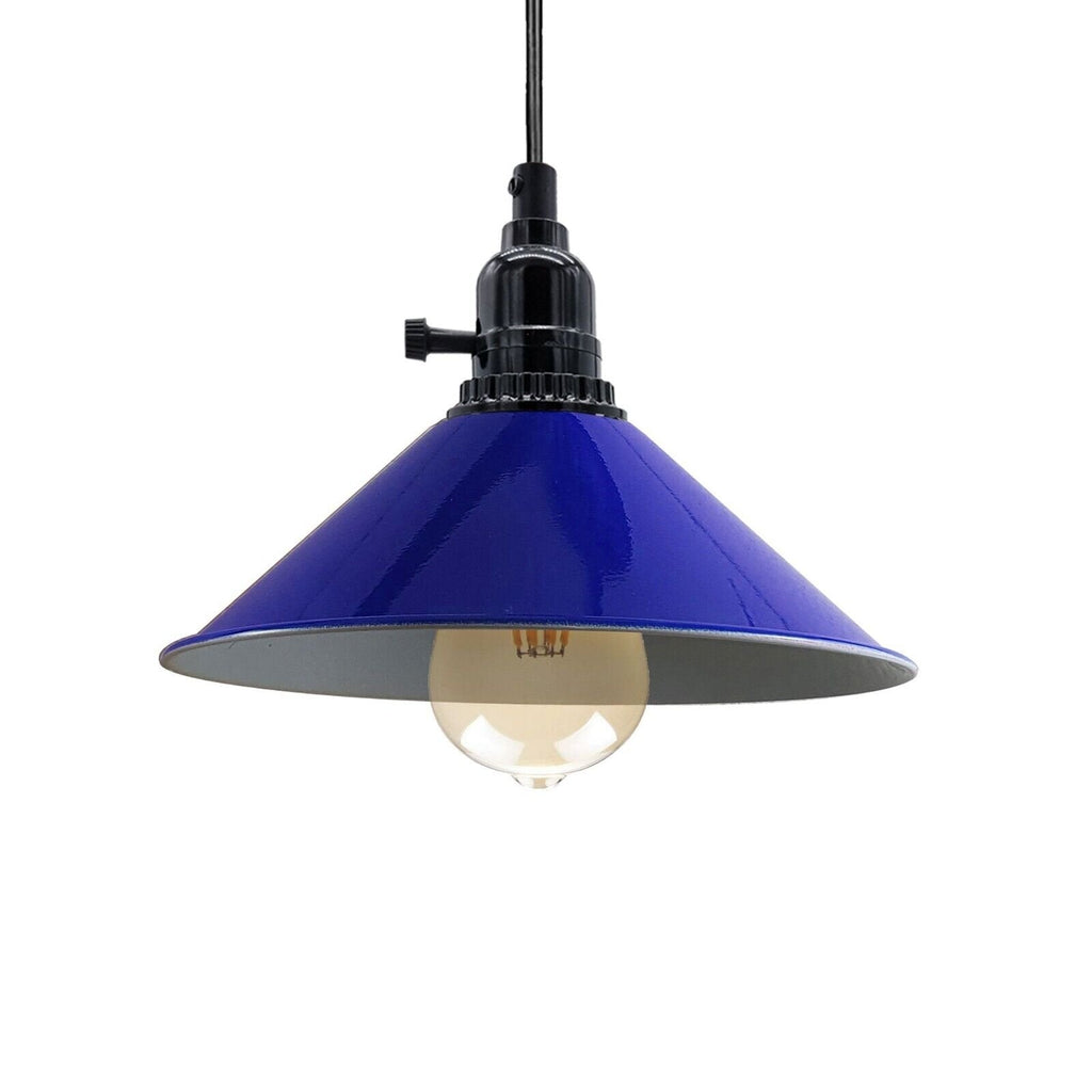 Industrial Vintage Metal Pendant Light Shade Chandelier Navy Blue Lampshade