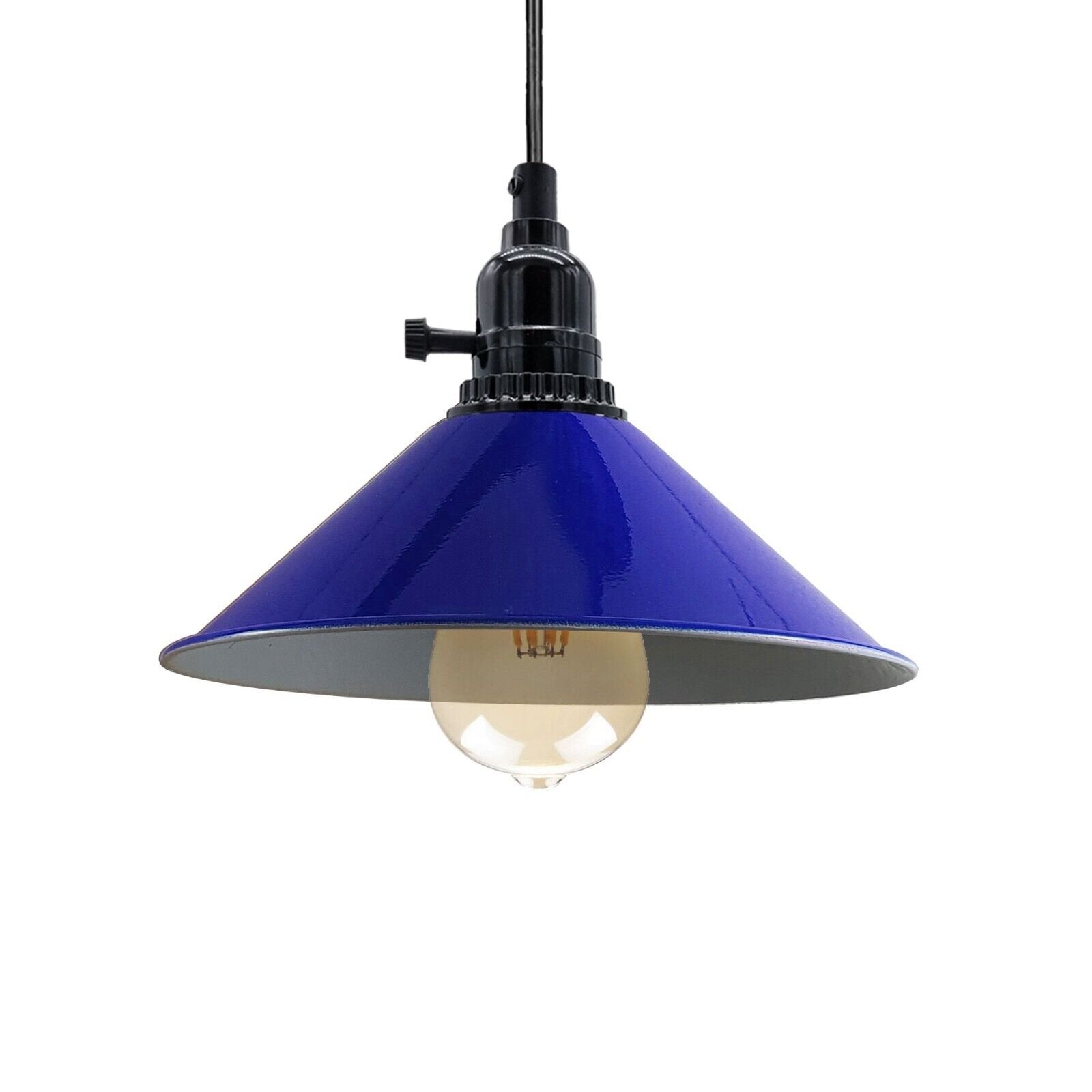 Industrial Vintage Metal Pendant Light Shade Chandelier Navy Blue Lampshade