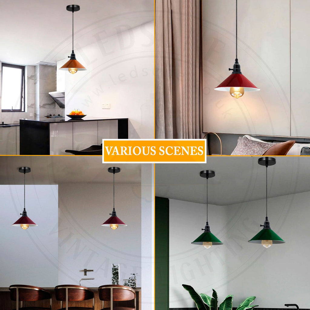 Industrial Vintage Metal Pendant Light Shade Chandelier Navy Blue Lampshade