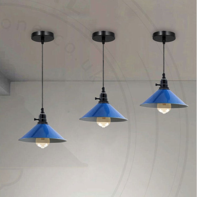 Industrial Vintage Metal Pendant Light Shade Chandelier Navy Blue Lampshade