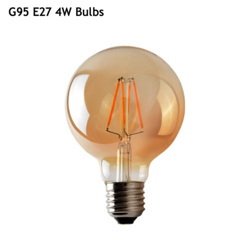 Vintage Dimmable LED Filament E27 G95 4W Globe Bulb, Warm White Ambiance