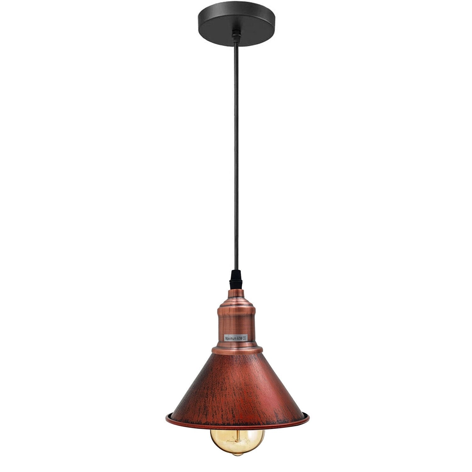Modern Industrial Metal Cone Pendant Light, Adjustable Cable, Multiple Finishes
