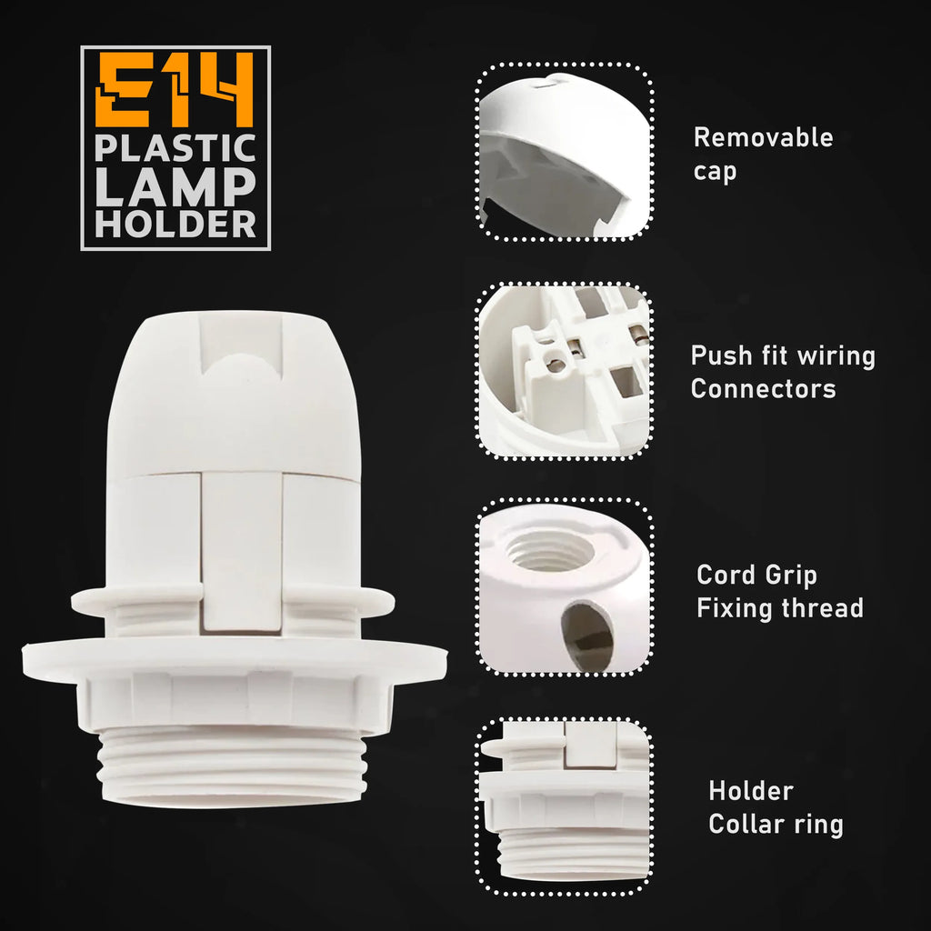 5-Pack E14 Small Edison Screw Bulb Socket Lamp Holder White Plastic