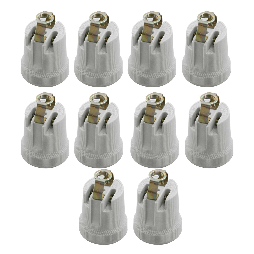 Durable White Ceramic E27 Edison Screw Bulb Holder Socket for Heat Lamps
