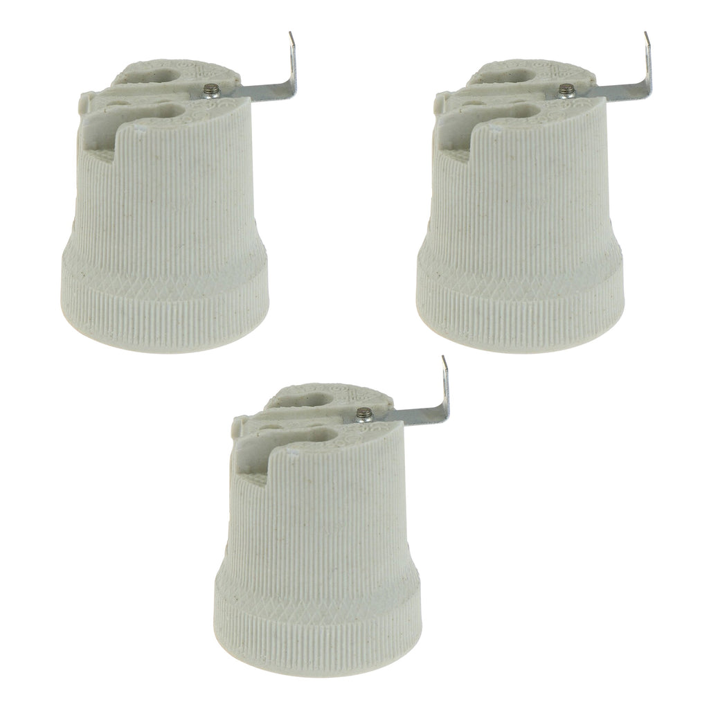 Durable White Ceramic E27 Edison Screw Lamp Holder Socket, High-Temperature Rated