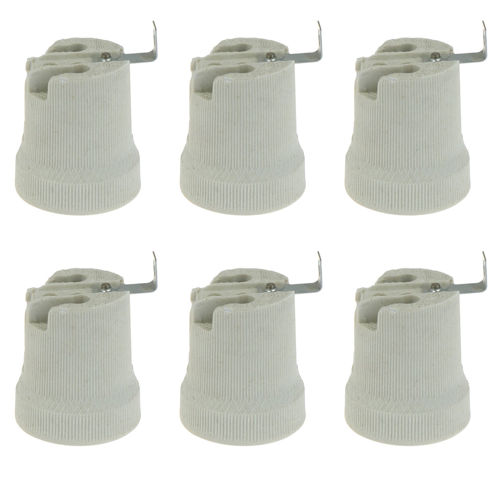 Durable White Ceramic E27 Edison Screw Lamp Holder Socket, High-Temperature Rated