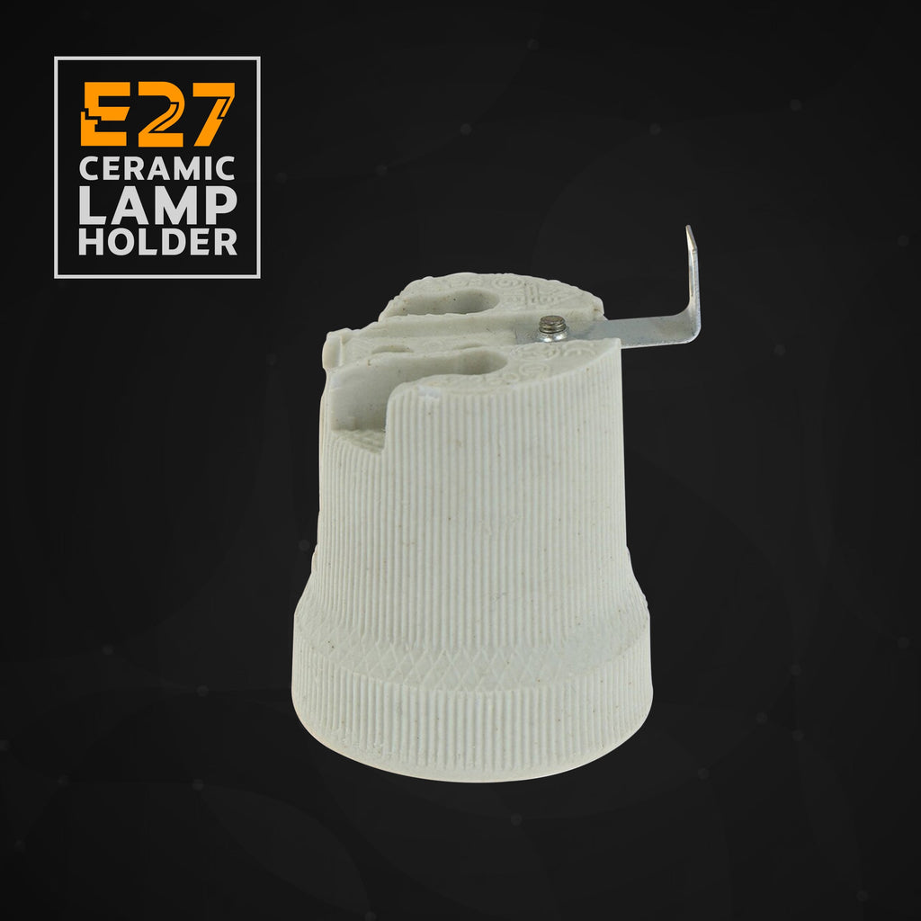 Durable White Ceramic E27 Edison Screw Lamp Holder Socket, High-Temperature Rated