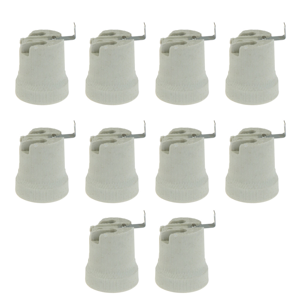 Durable White Ceramic E27 Edison Screw Lamp Holder Socket, High-Temperature Rated