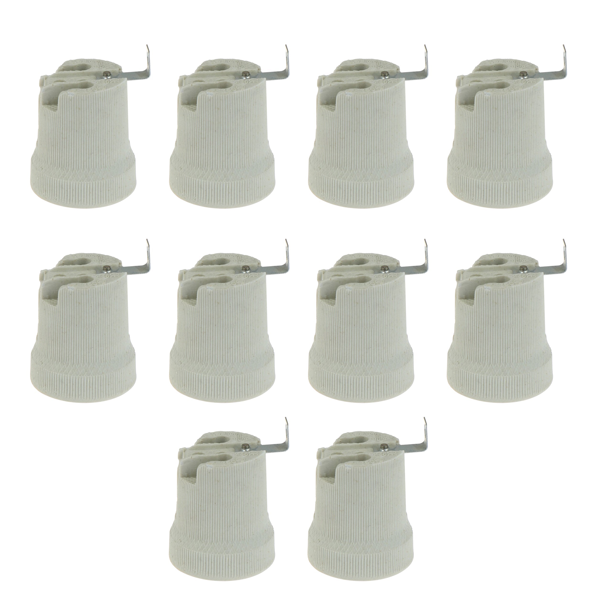 Durable White Ceramic E27 Edison Screw Lamp Holder Socket, High-Temperature Rated