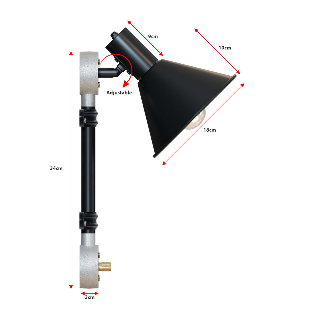 Industrial 20mm Conduit Pipe Angled Wall Lamp Light Fixture