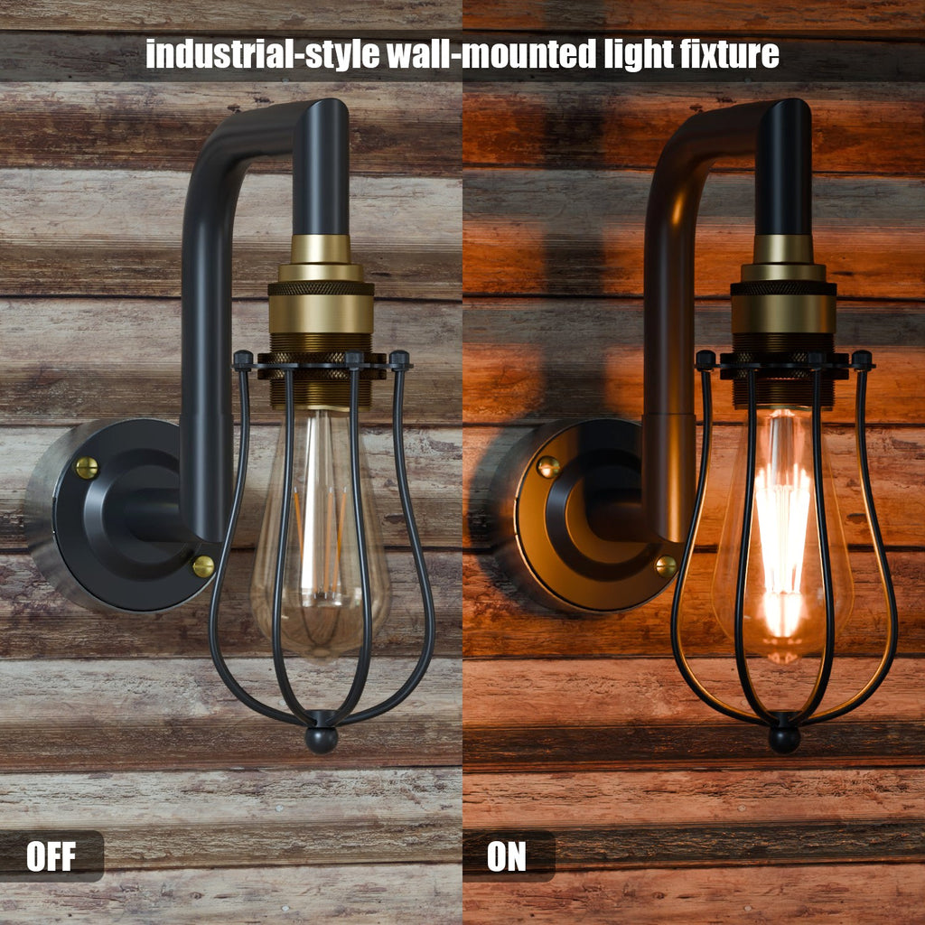 Industrial Metal Conduit Pipe Wall Light Kit E27 Vintage Style