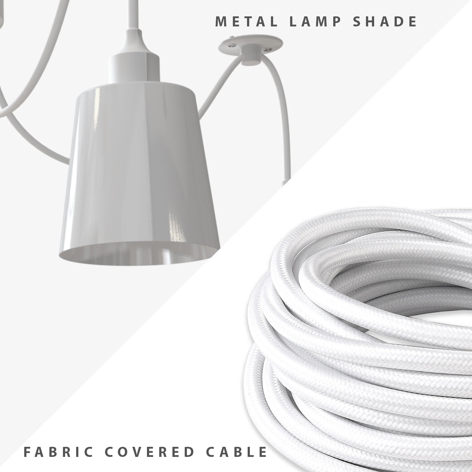 Modern Industrial 5-Way Spider Pendant Light with White Metal Shades