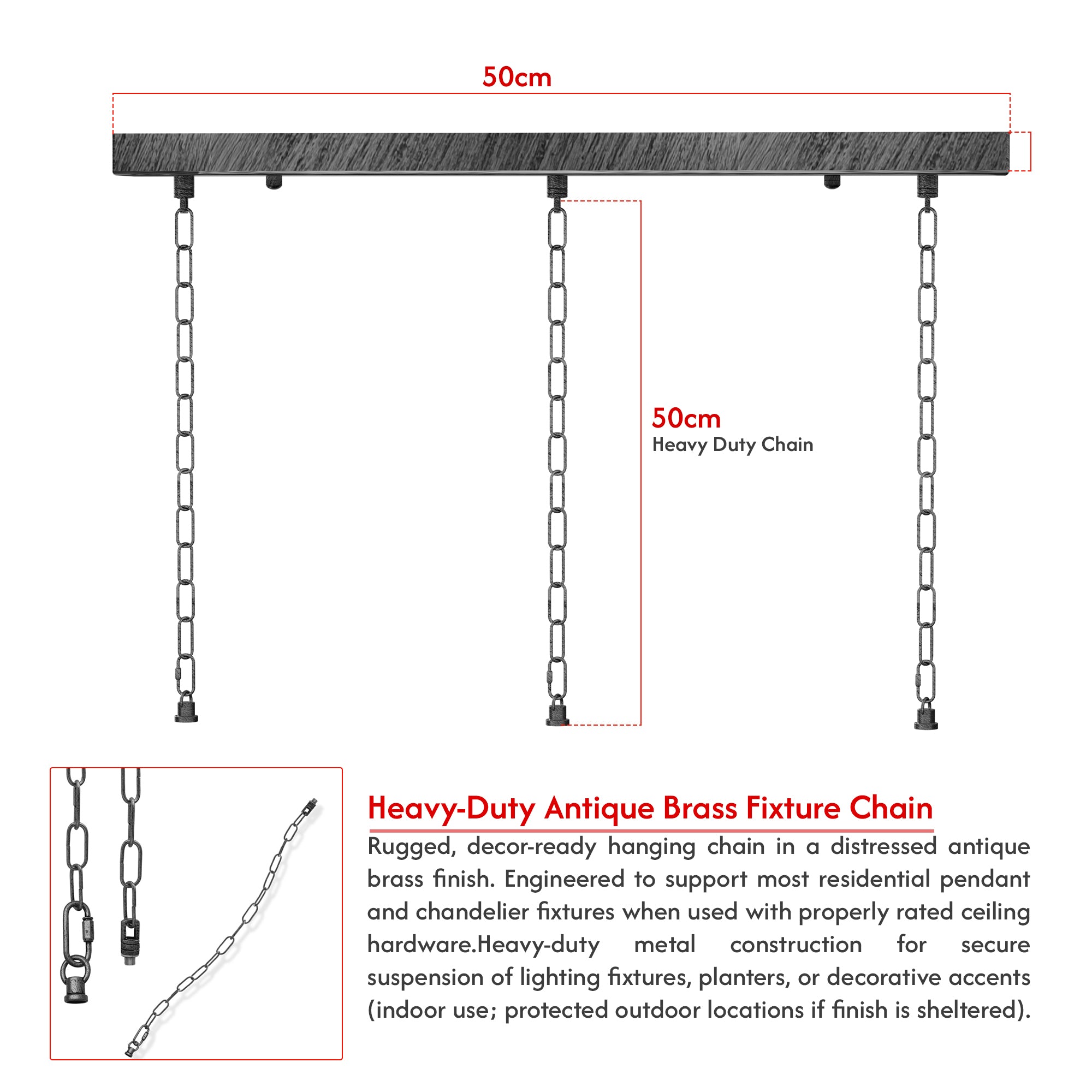 3 Outlet Ceiling Rose With chain hanging Pendant Light ~ 6171