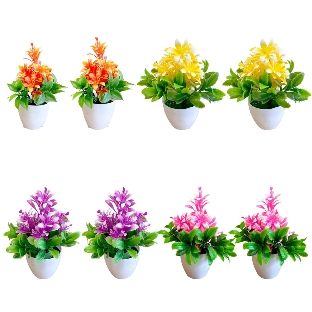 Vibrant Artificial Flowers Small Plastic Pot Indoor Fake Plants Home Decor