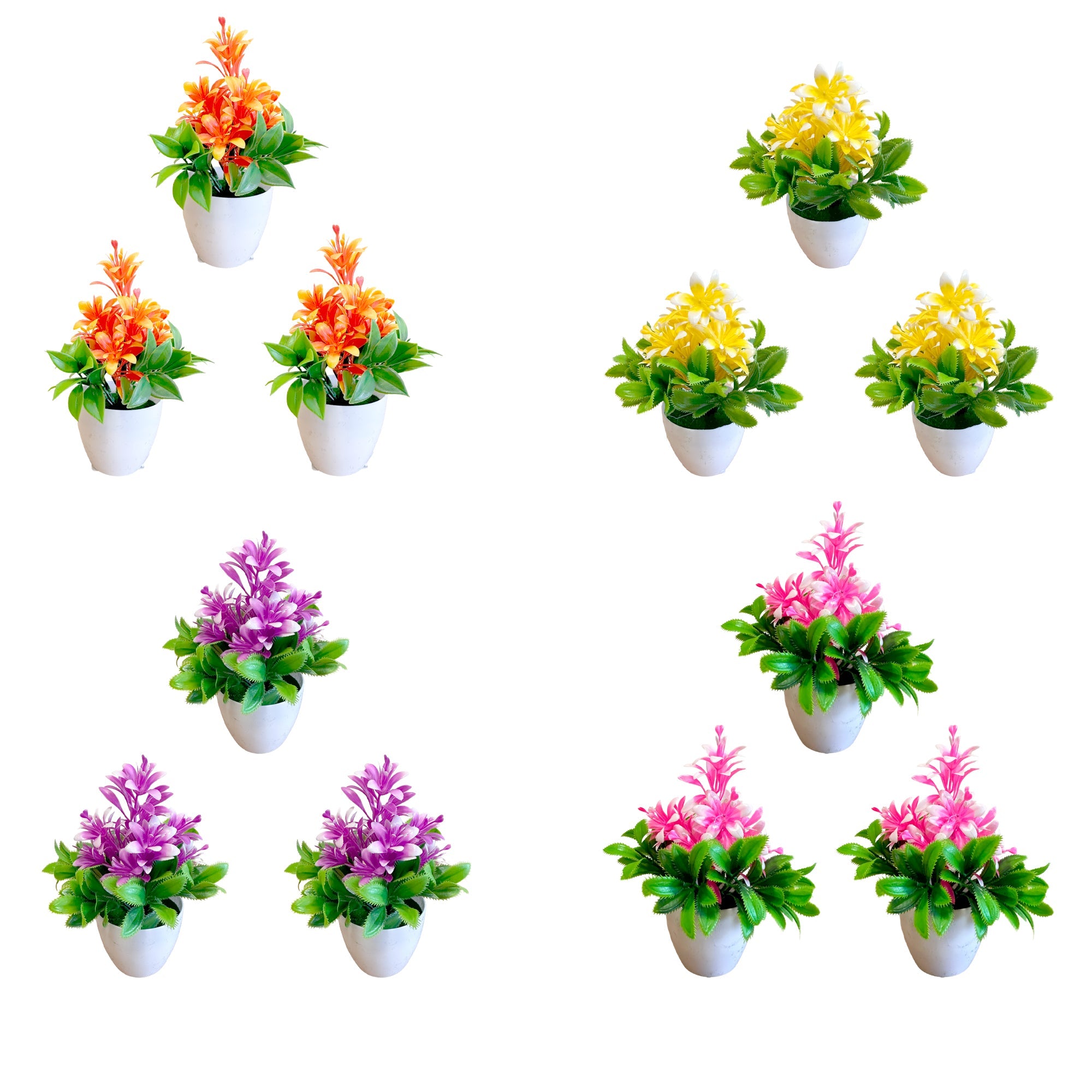 Vibrant Artificial Flowers Small Plastic Pot Indoor Fake Plants Home Decor