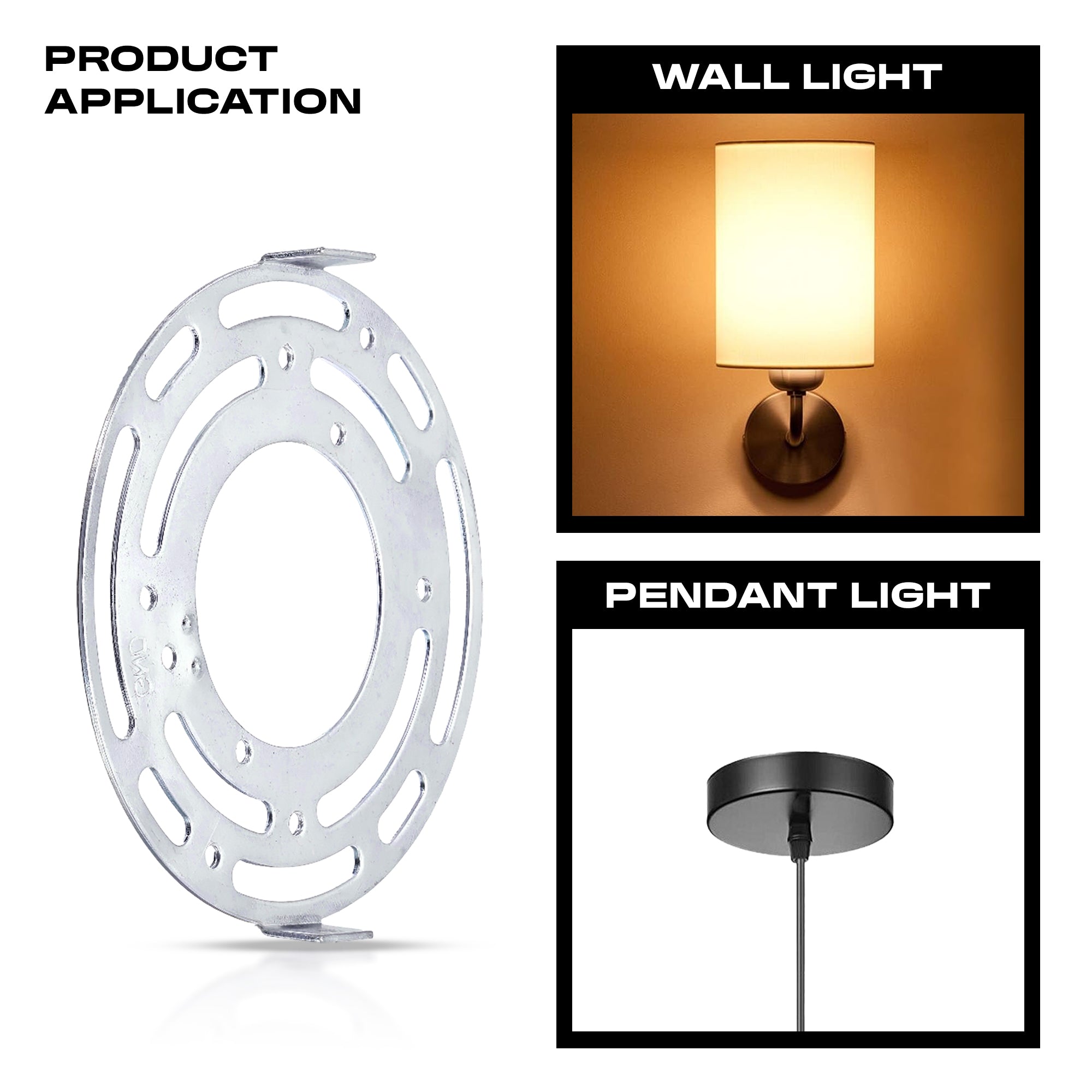 Universal Round Metal Ceiling Rose Mounting Bracket for Lamp Fixture Installation