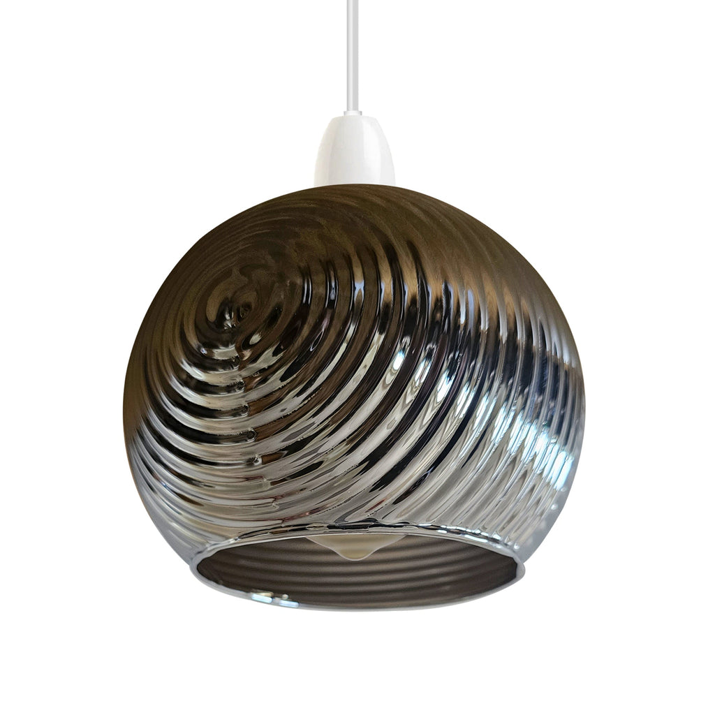Floral Glass Easy Fit Pendant Light Shade Modern Chrome Finish Design