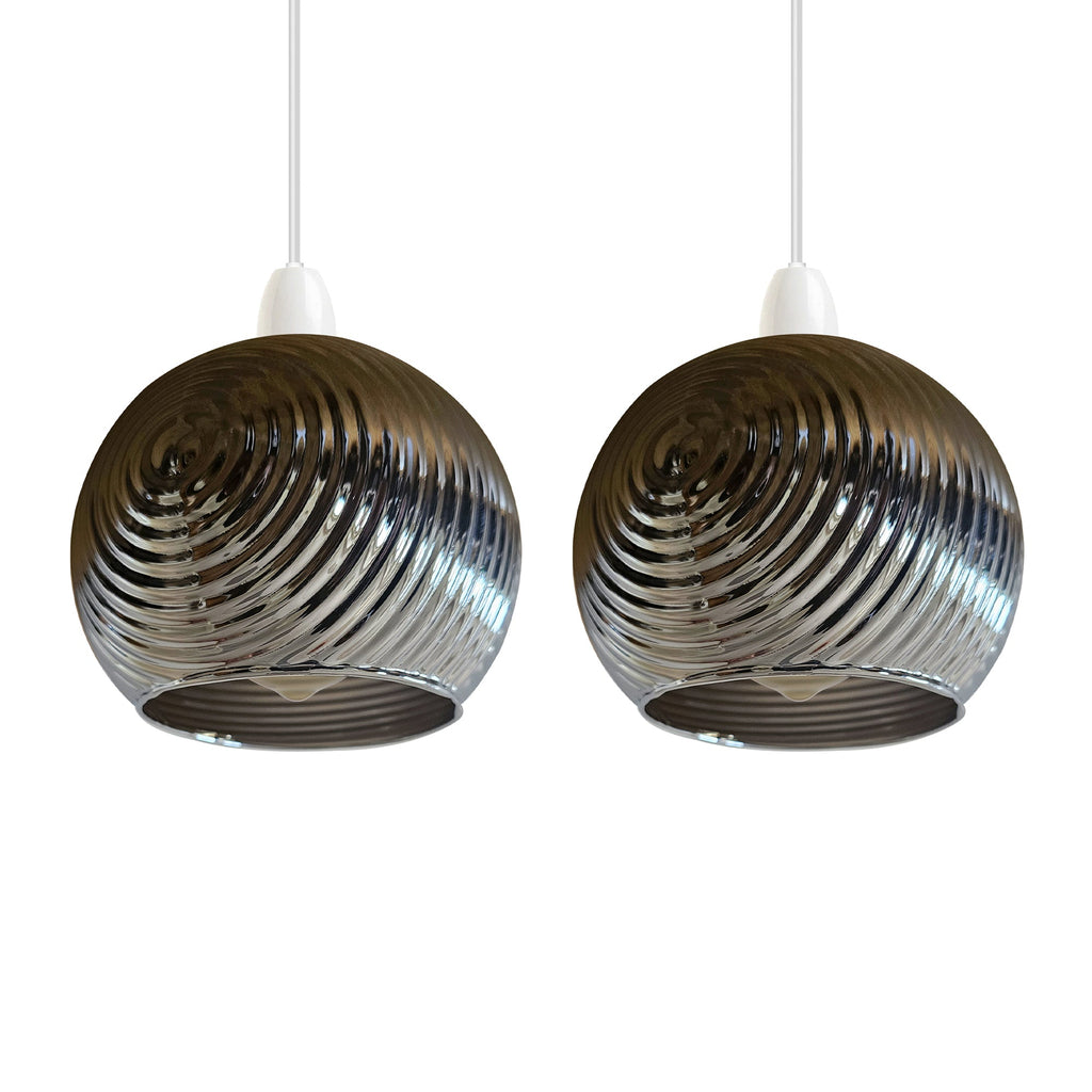 Floral Glass Easy Fit Pendant Light Shade Modern Chrome Finish Design