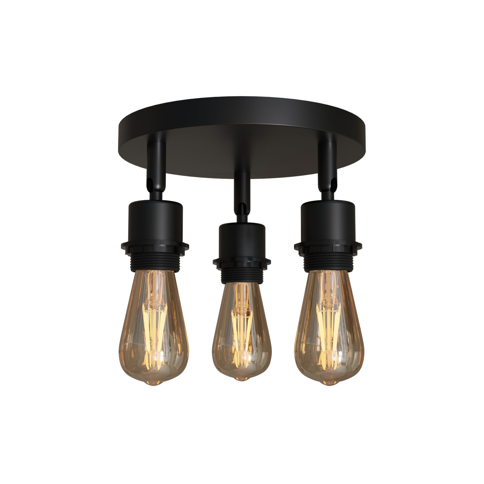 Modern Black Metal 3-Way Adjustable Semi Flush Mount Ceiling Light Fixture
