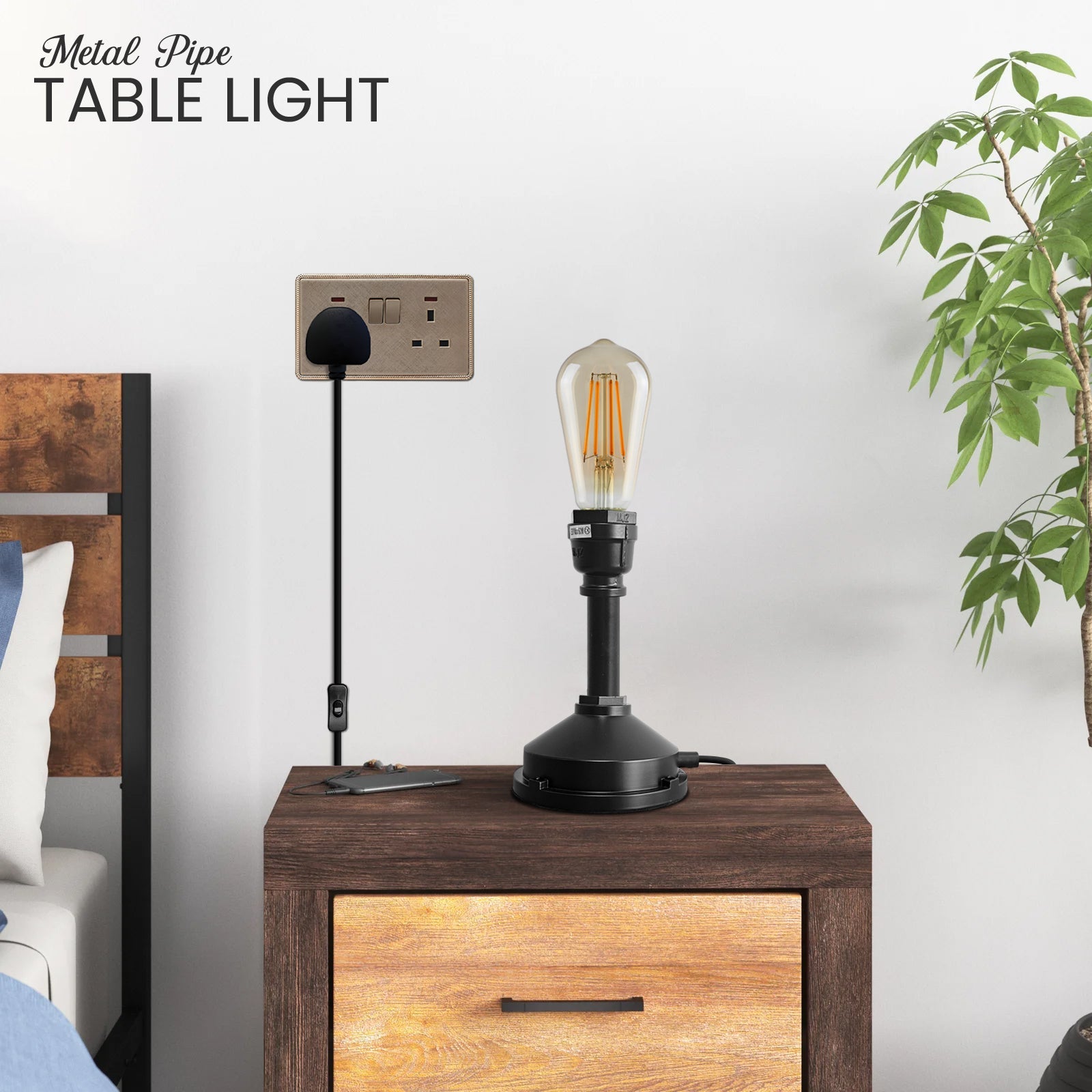 Rustic Industrial Water Pipe Desk Lamp with ON/OFF Switch Lighting