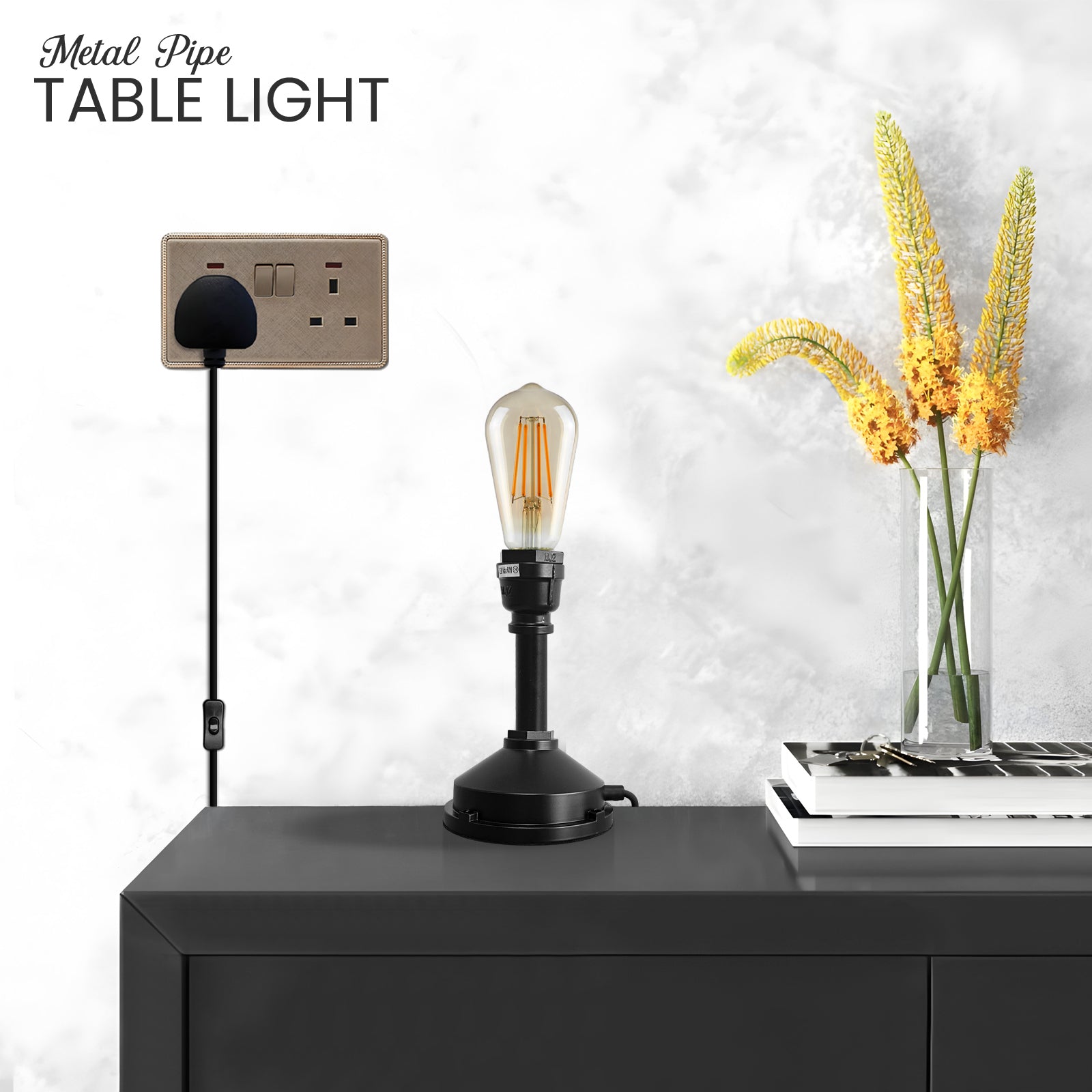 Rustic Industrial Water Pipe Desk Lamp with ON/OFF Switch Lighting
