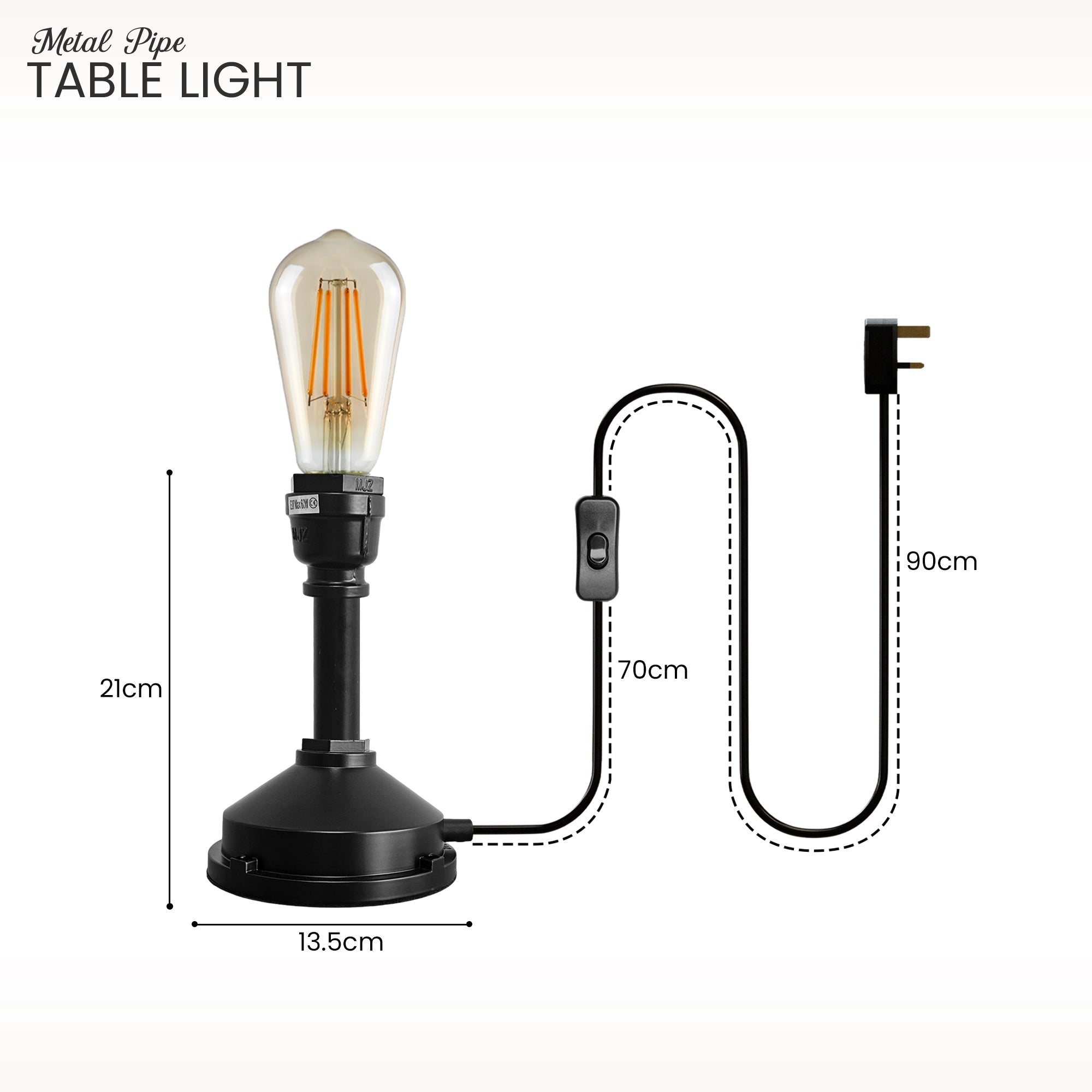 Rustic Industrial Water Pipe Desk Lamp with ON/OFF Switch Lighting