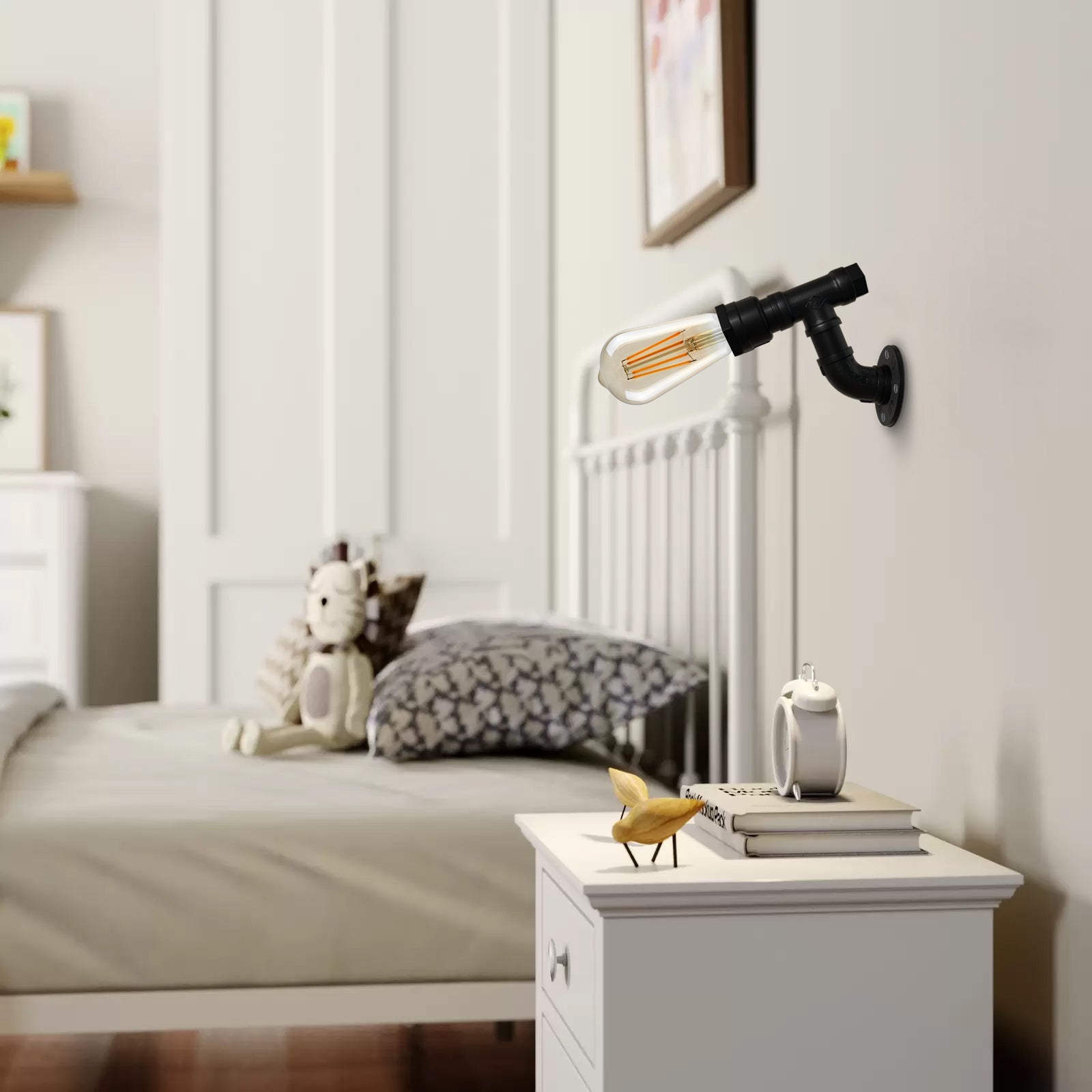 Rustic Industrial Water Pipe Table Lamp with ON/OFF Switch for Desk Decor