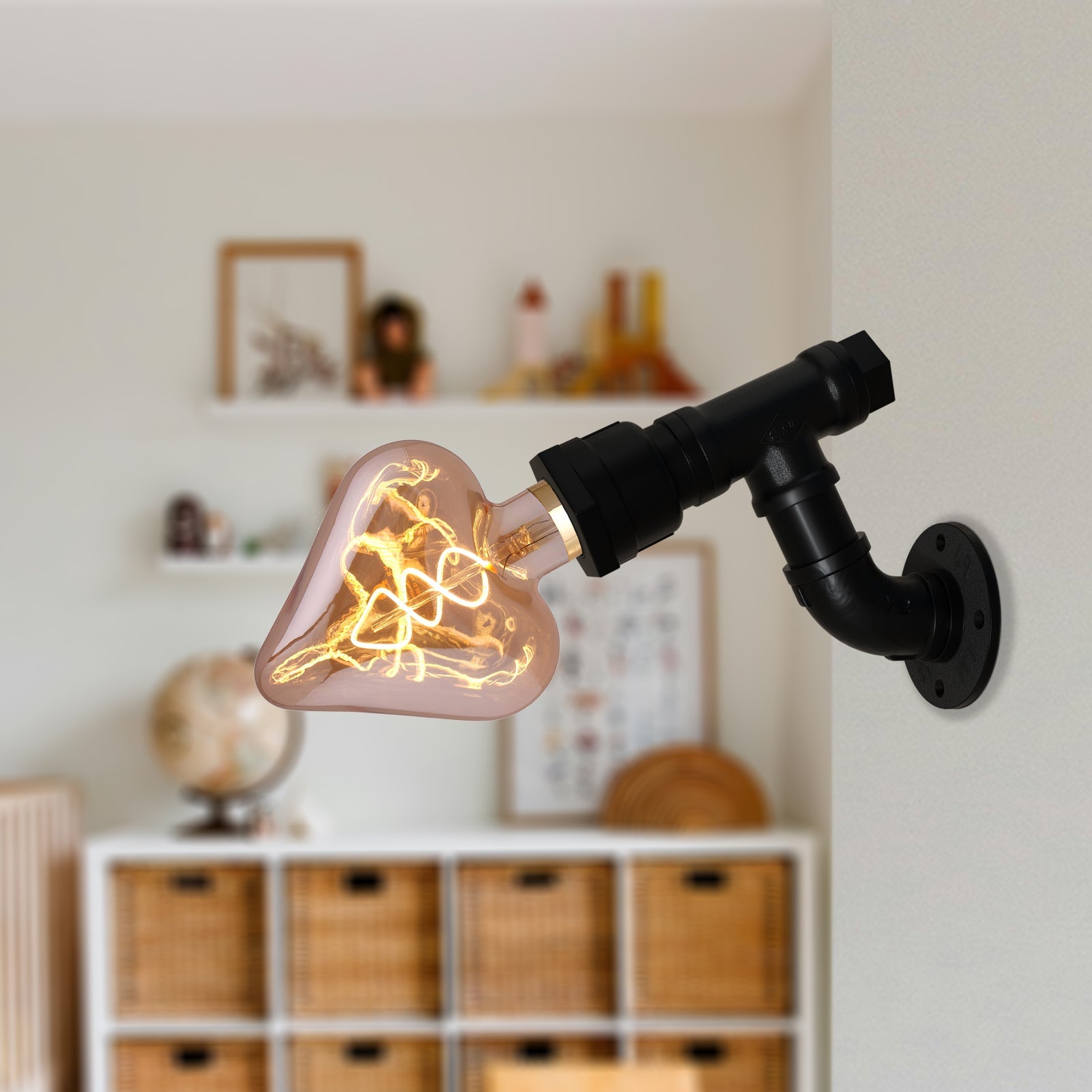 Rustic Industrial Water Pipe Table Lamp with ON/OFF Switch for Desk Decor