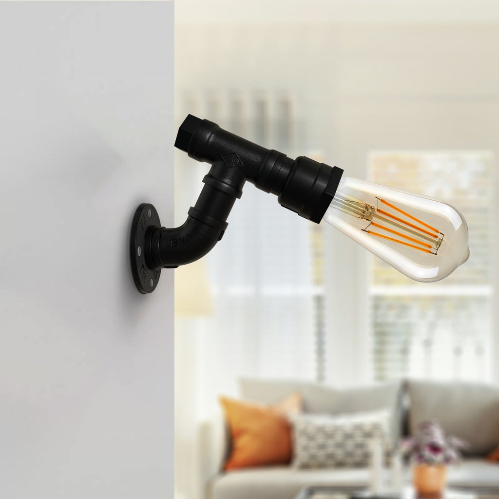 Rustic Industrial Water Pipe Table Lamp with ON/OFF Switch for Desk Decor