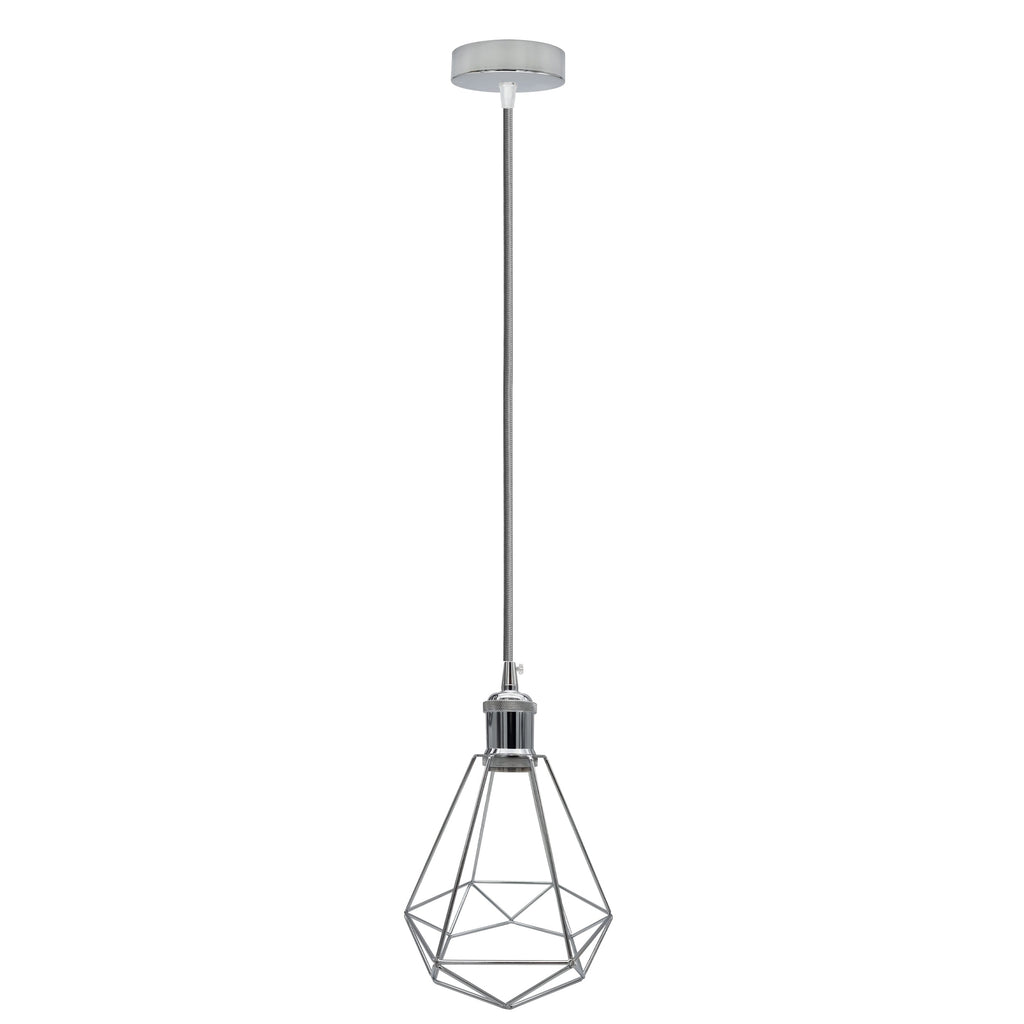 Stylish Chrome Metal Cage E27 Industrial Loft Ceiling Pendant Light