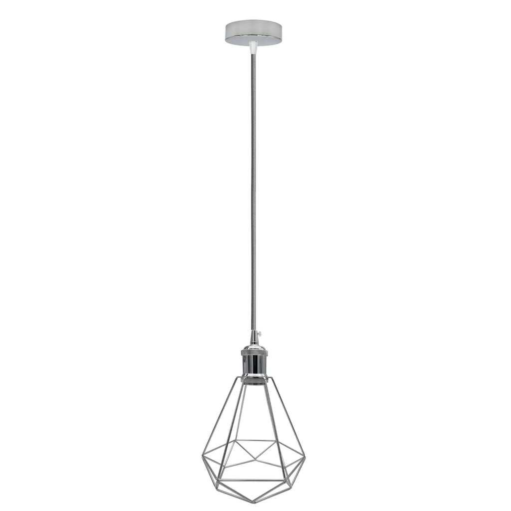 Stylish Chrome Metal Cage E27 Industrial Loft Ceiling Pendant Light