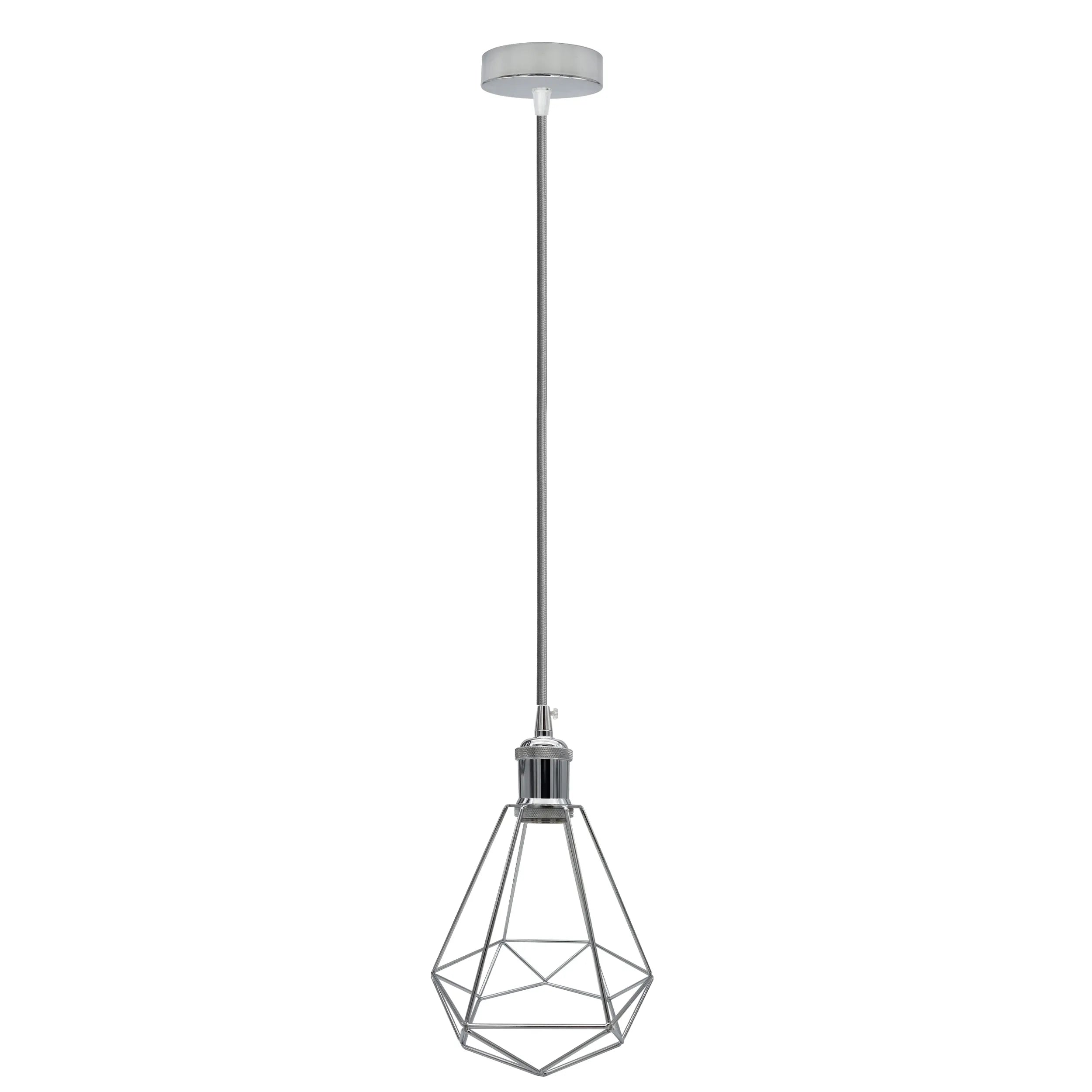 Stylish Chrome Metal Cage E27 Industrial Loft Ceiling Pendant Light