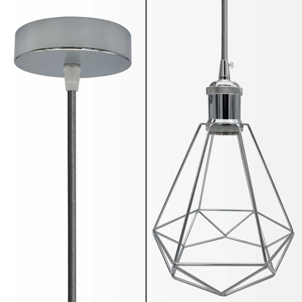 Stylish Chrome Metal Cage E27 Industrial Loft Ceiling Pendant Light