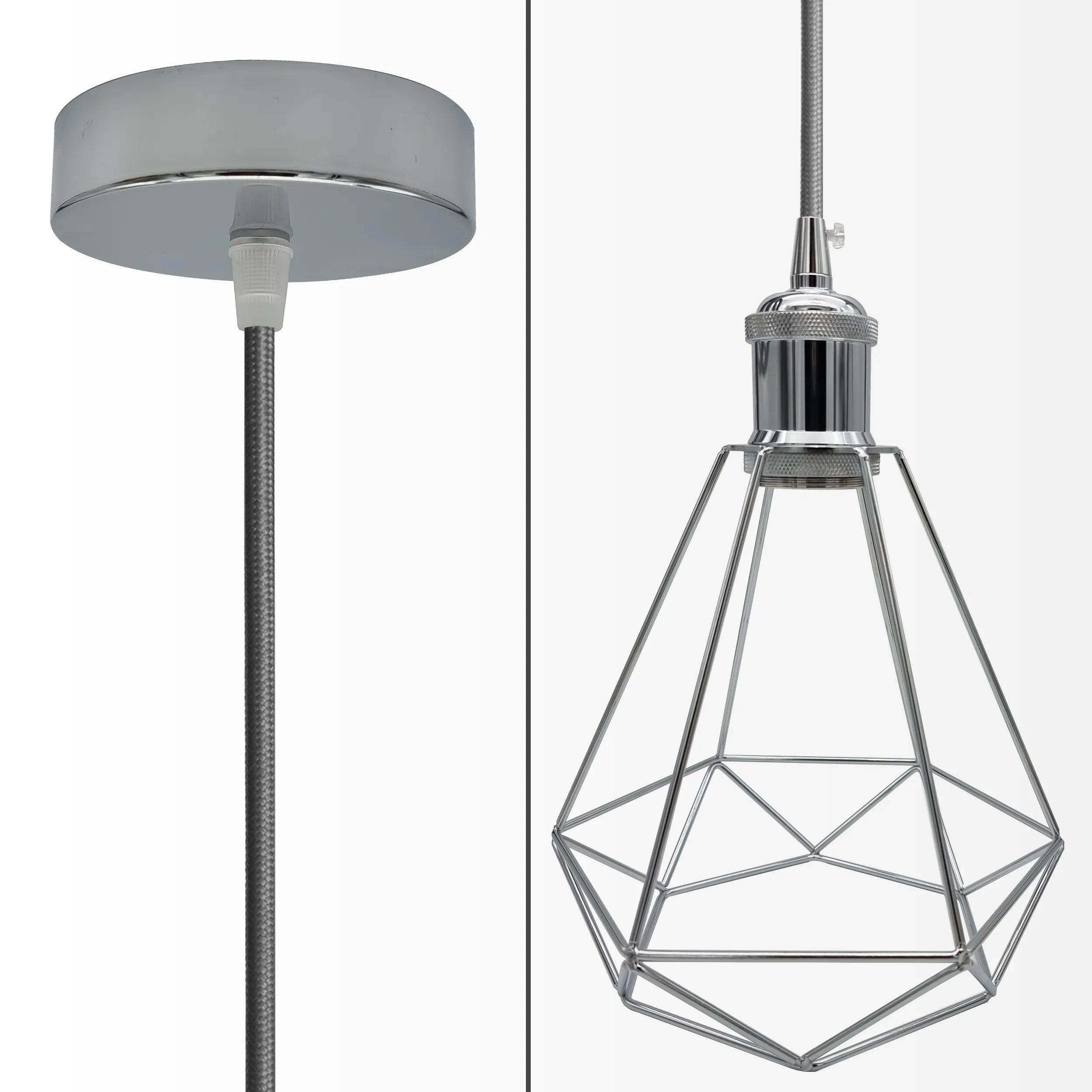 Stylish Chrome Metal Cage E27 Industrial Loft Ceiling Pendant Light