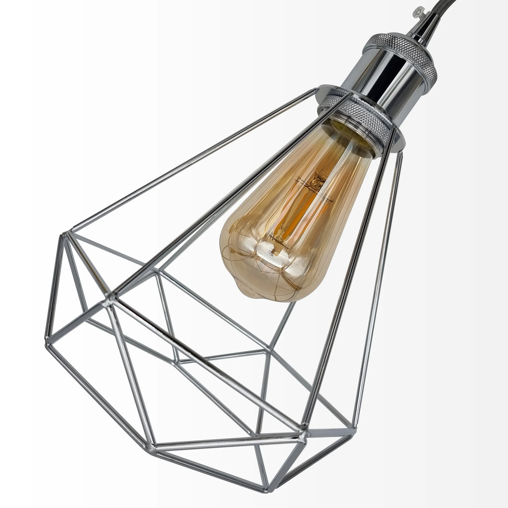 Stylish Chrome Metal Cage E27 Industrial Loft Ceiling Pendant Light