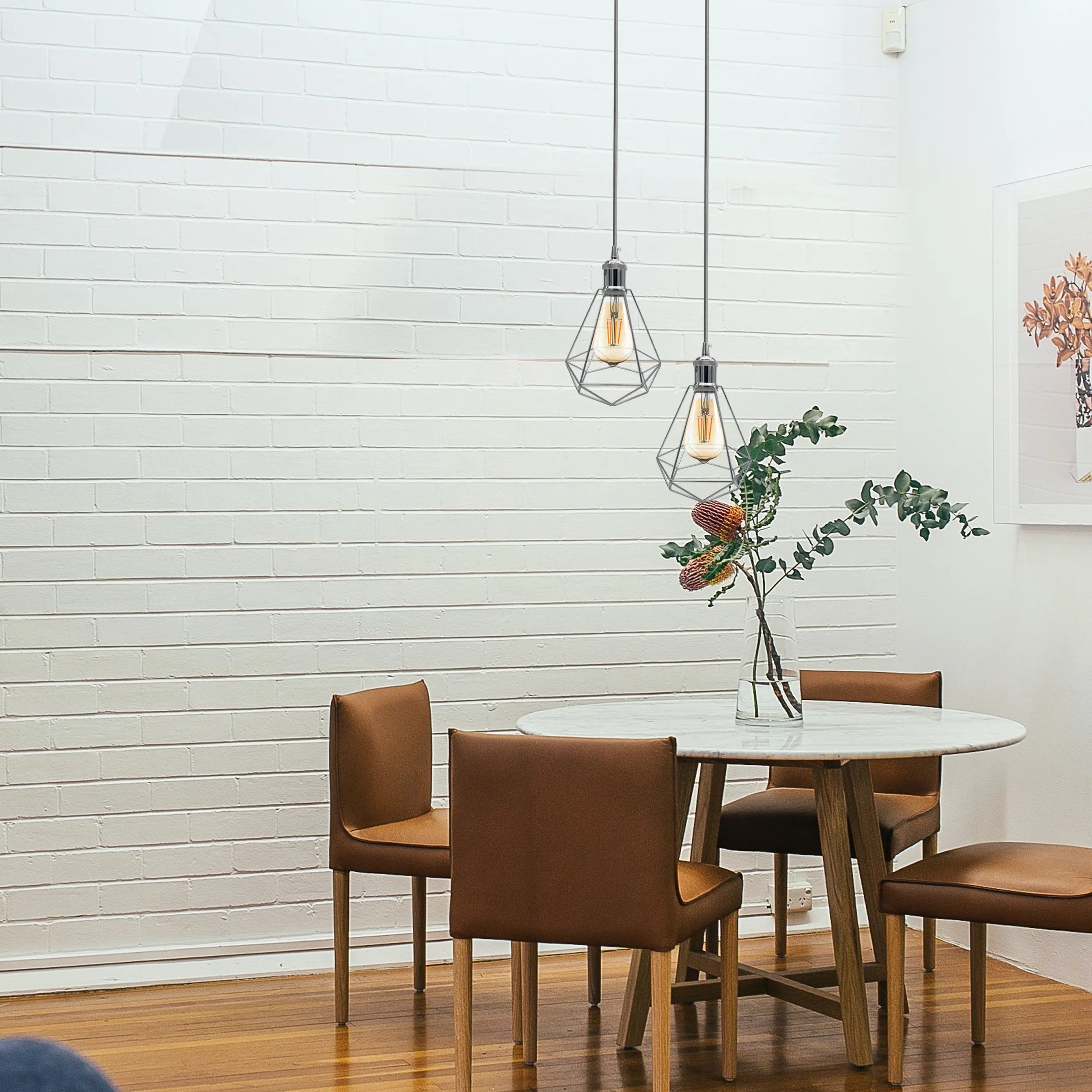 Stylish Chrome Metal Cage E27 Industrial Loft Ceiling Pendant Light