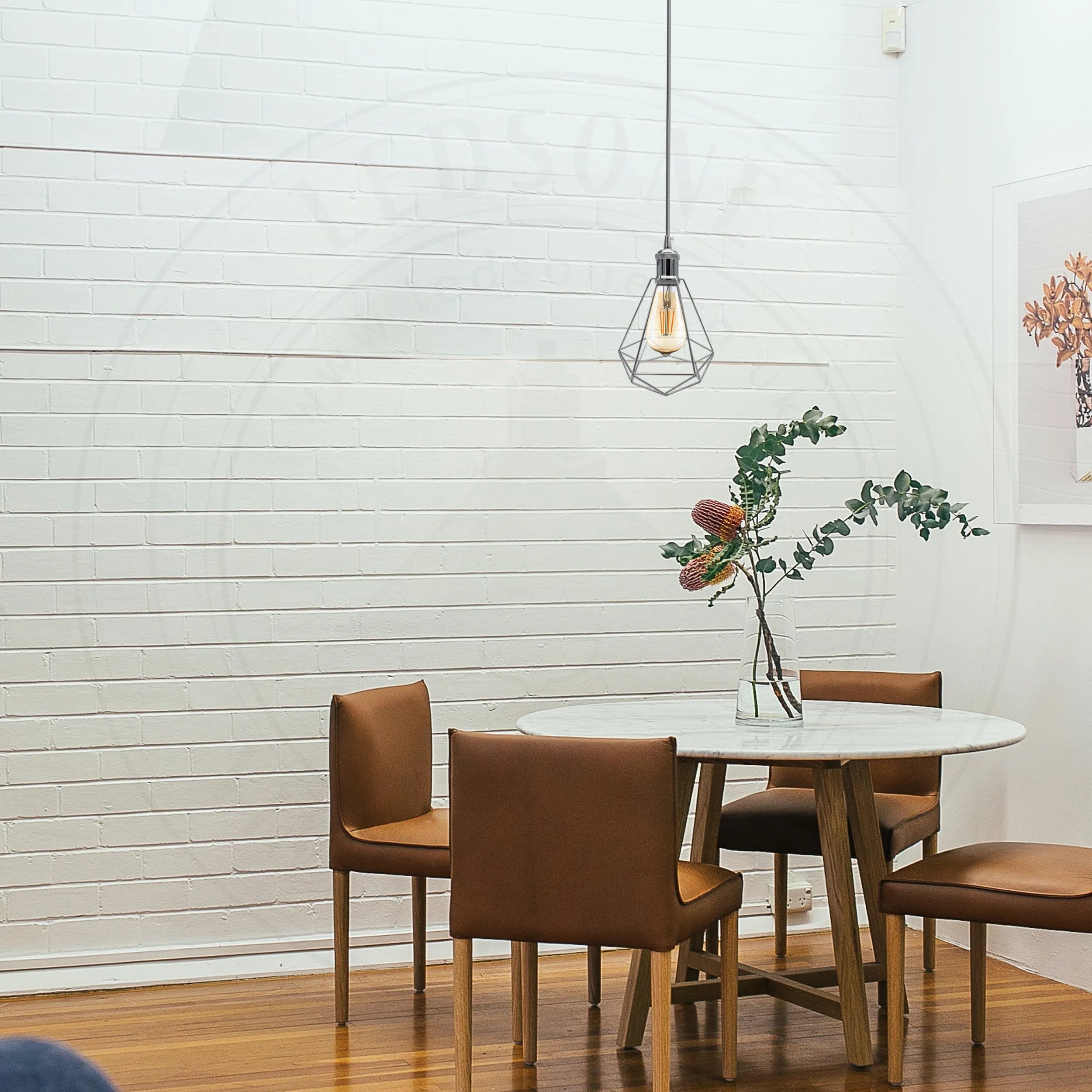 Stylish Chrome Metal Cage E27 Industrial Loft Ceiling Pendant Light