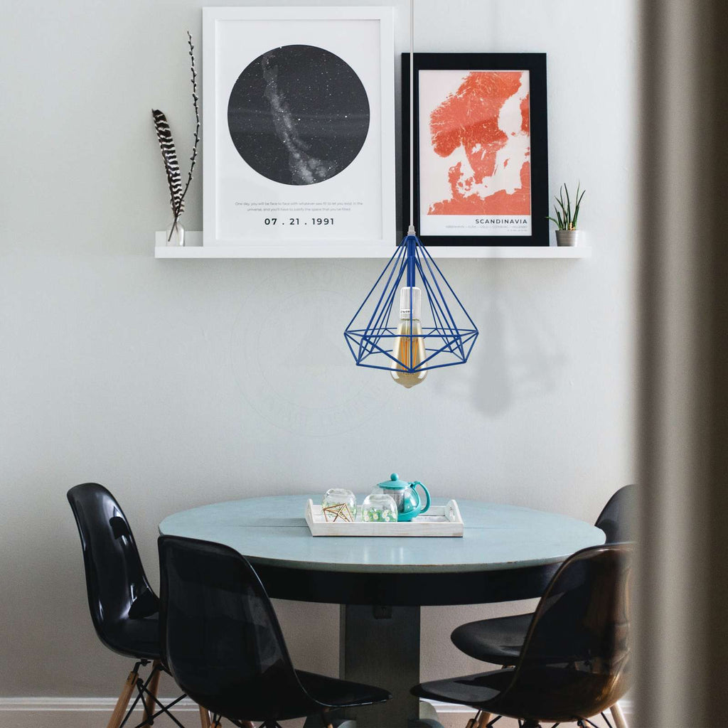 Modern Industrial Diamond Cage Pendant Light Fixture for E27 Bulbs