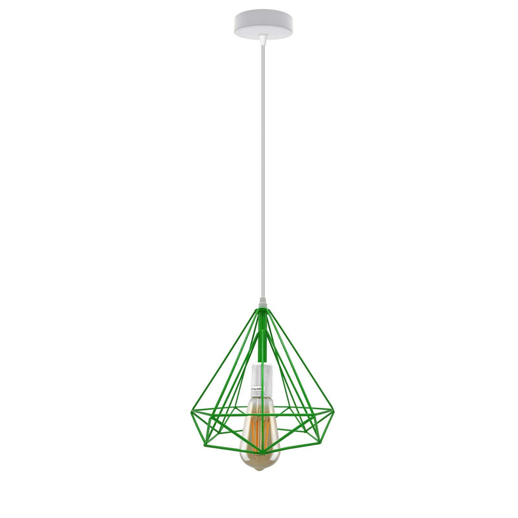 Modern Industrial Diamond Cage Pendant Light Fixture for E27 Bulbs