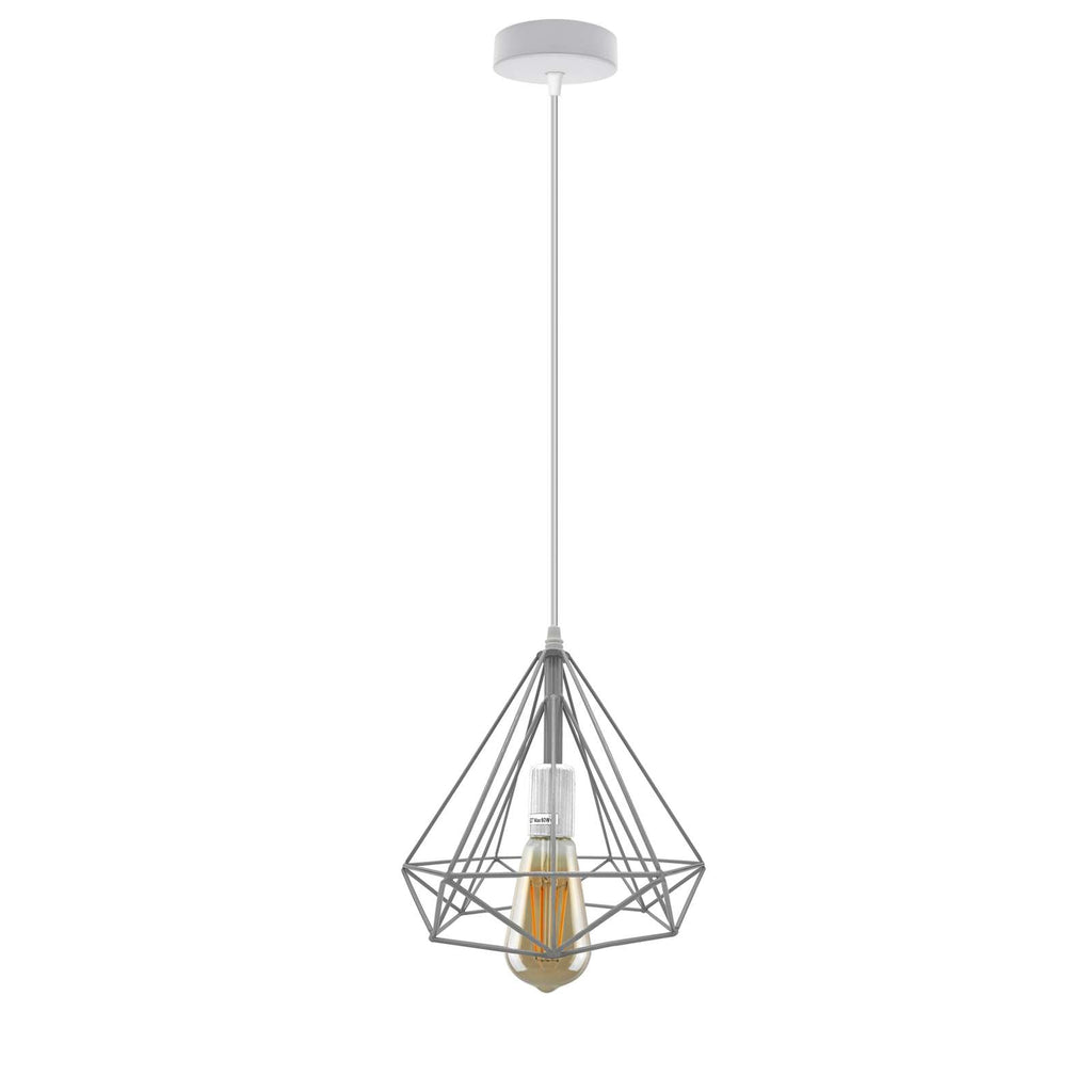 Modern Industrial Diamond Cage Pendant Light Fixture for E27 Bulbs
