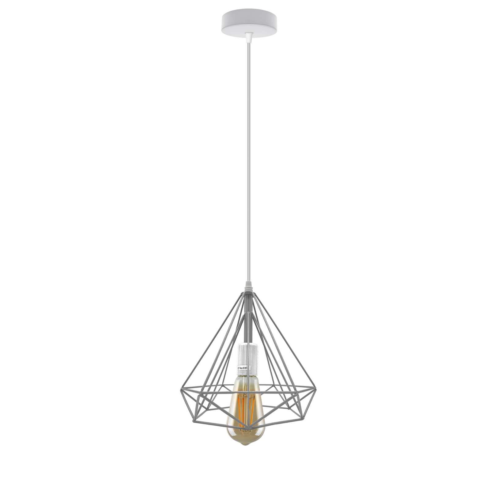 Modern Industrial Diamond Cage Pendant Light Fixture for E27 Bulbs