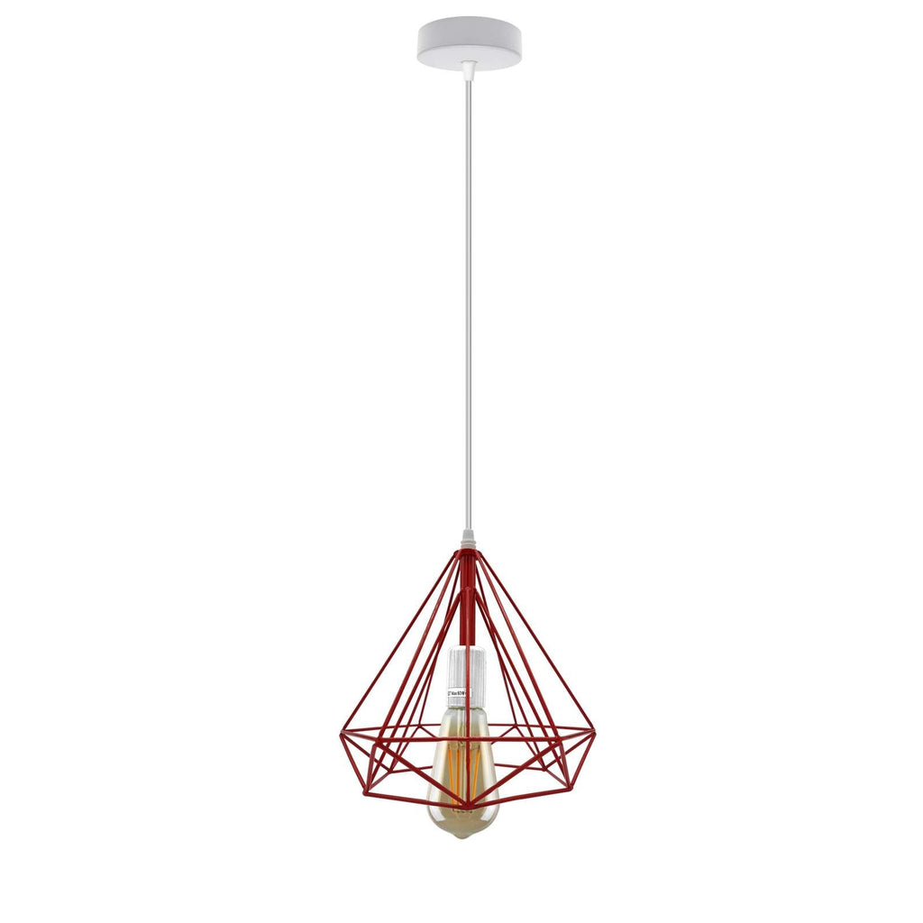 Modern Industrial Diamond Cage Pendant Light Fixture for E27 Bulbs