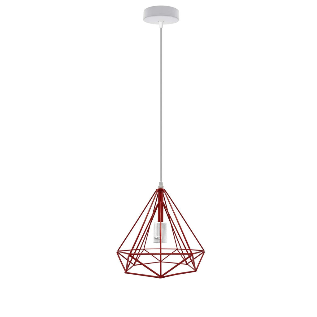 Modern Industrial Diamond Cage Pendant Light Fixture for E27 Bulbs