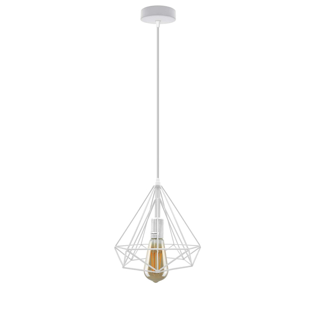 Modern Industrial Diamond Cage Pendant Light Fixture for E27 Bulbs