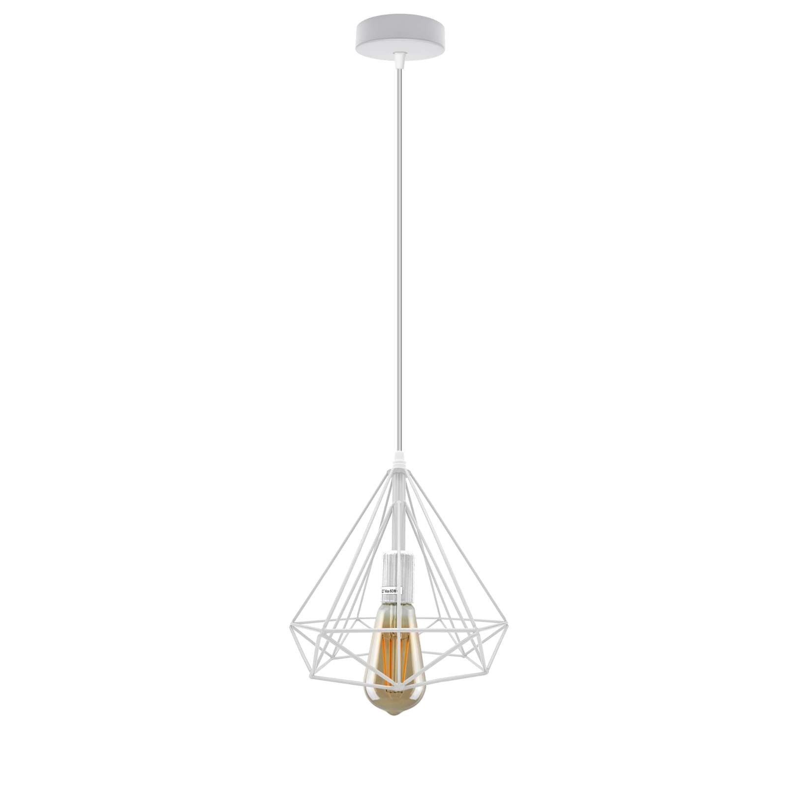 Modern Industrial Diamond Cage Pendant Light Fixture for E27 Bulbs