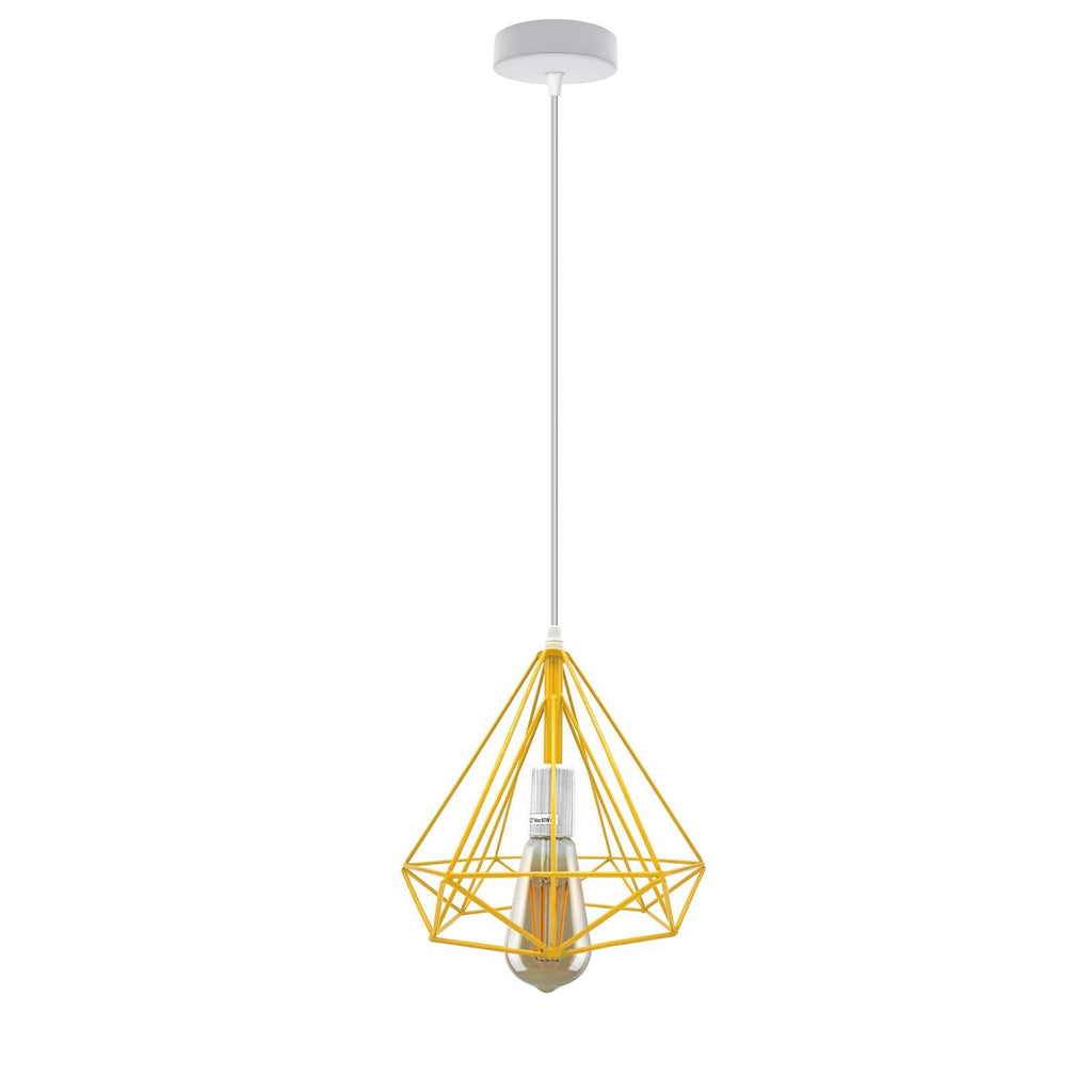 Modern Industrial Diamond Cage Pendant Light Fixture for E27 Bulbs