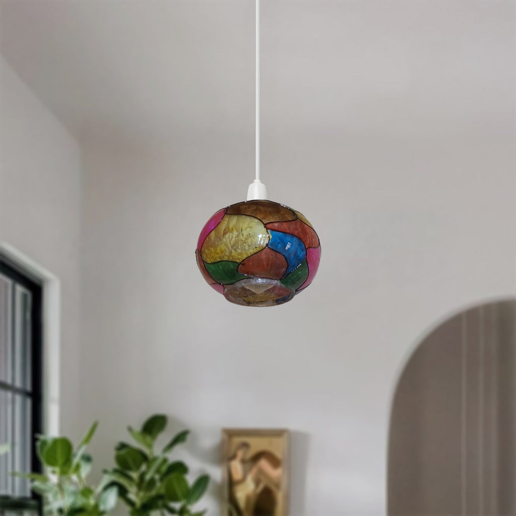 Multicolor Tiffany Style Stained Glass Easy-Fit Ceiling Pendant Light Shade
