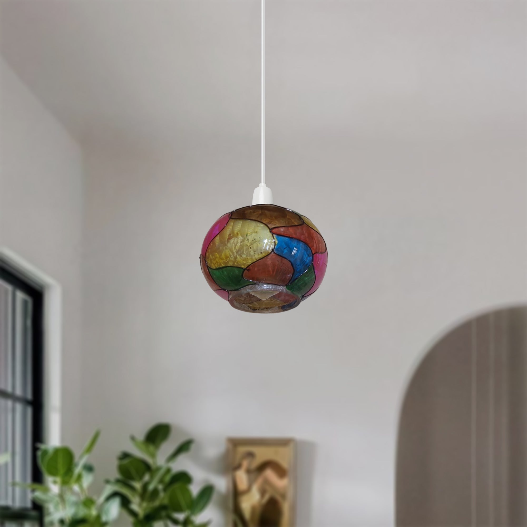 Multicolor Tiffany Style Stained Glass Easy-Fit Ceiling Pendant Light Shade