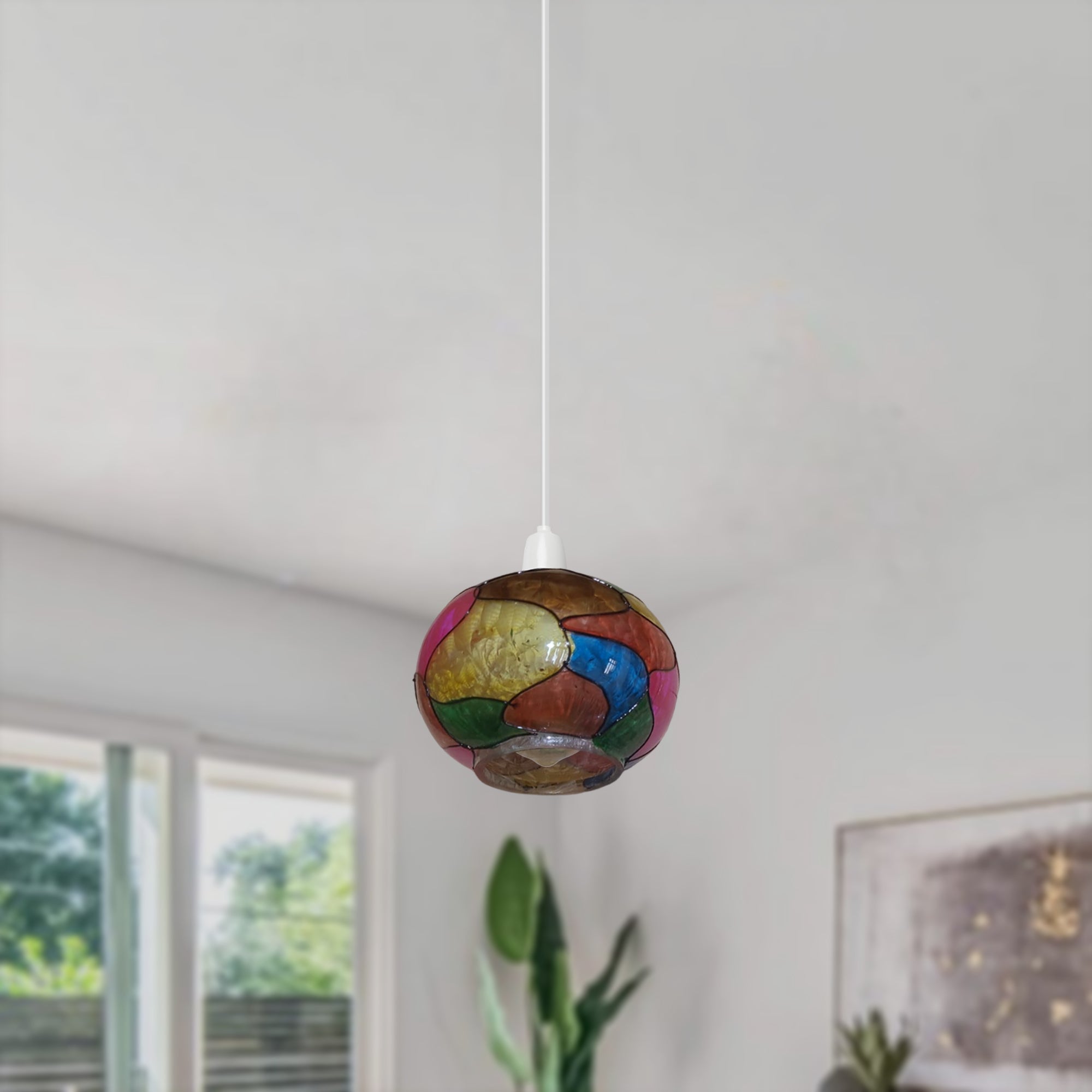 Multicolor Tiffany Style Stained Glass Easy-Fit Ceiling Pendant Light Shade